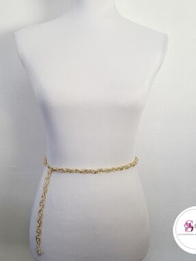 Gold Chain Waist Belt with Dangle Cross Accent